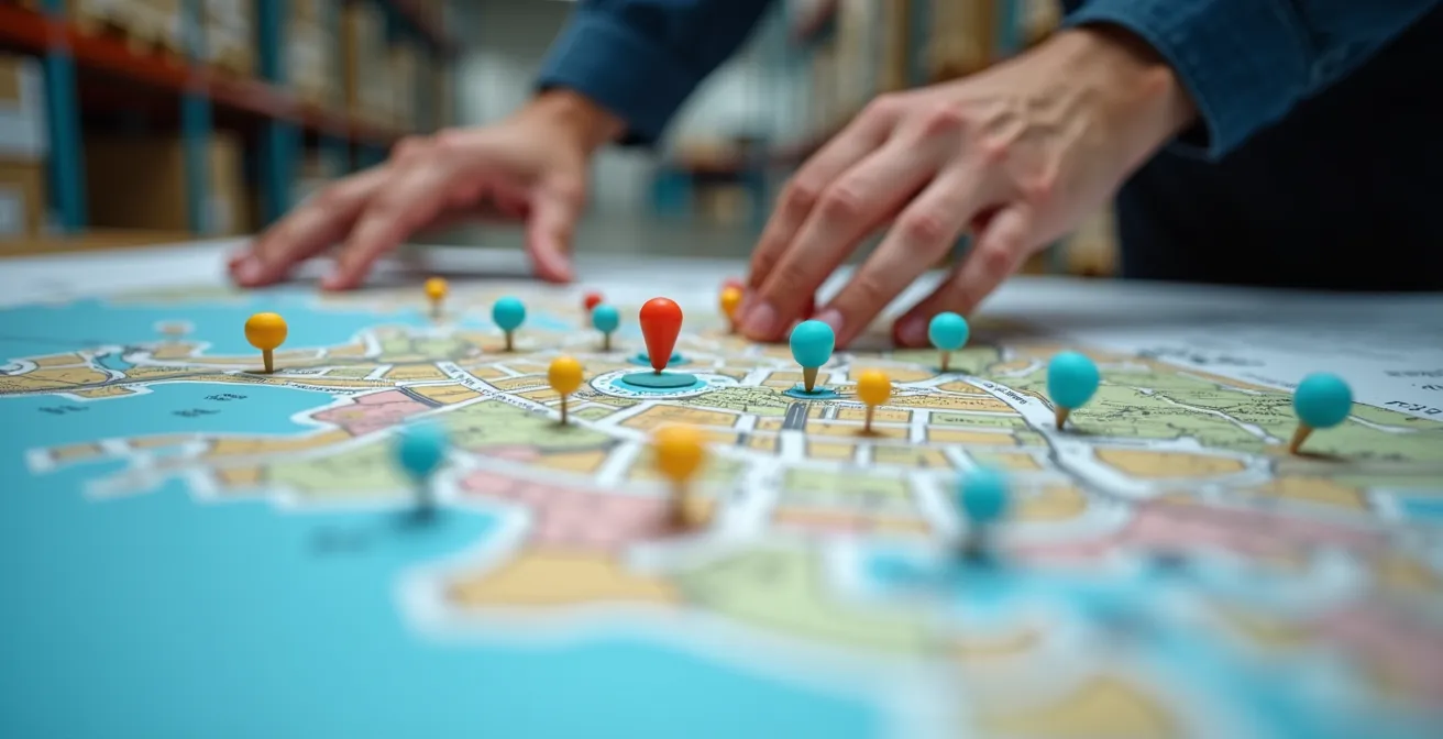 Centro de consolidación urbano con mapas de rutas y zonas horarias en Madrid